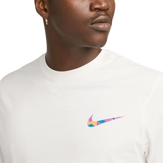 NIKE Mens T Shirts Club Swoosh HDY Print Short Sleeve Summer White Sportswear - Image 5