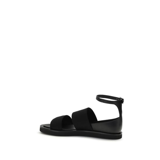 Max Mara Zwarte Kalfsleer Bos Taurus Plat Sandalen - Image 3