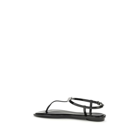 MACH & MACH Zwarte Rubber Platte Sandalen - Image 3