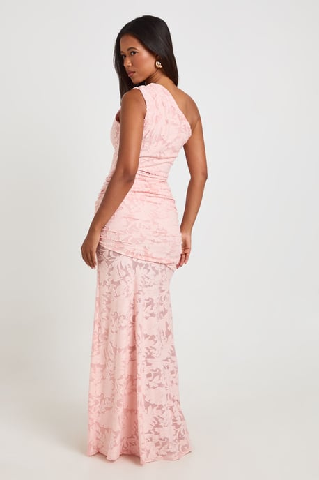 Burnout Floral Asym Neck Maxi Dress - Image 2