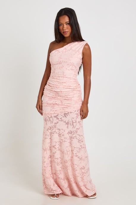 Burnout Floral Asym Neck Maxi Dress - Image 3