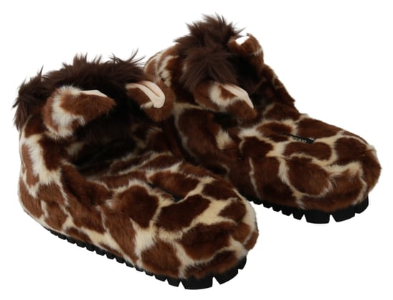 Dolce & Gabbana Bruine Giraffe Slippers Flats Sandalen Schoenen - Image 5