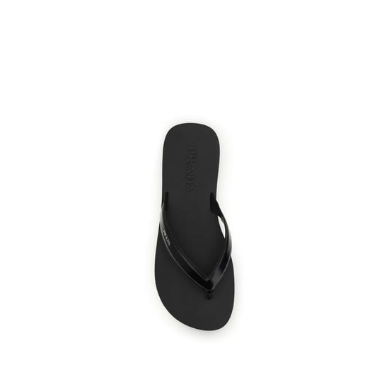 Prada Svart Kalvskinn Bos Taurus Flip-Flop Sandaler - Image 4