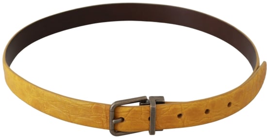 Dolce & Gabbana Gele Exotische Huid Lederen Grijze Gesp Riem - Image 3
