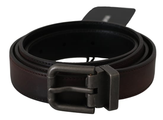 Dolce & Gabbana Effen Bruin Leren Grijze Gesp Riem - Image 1