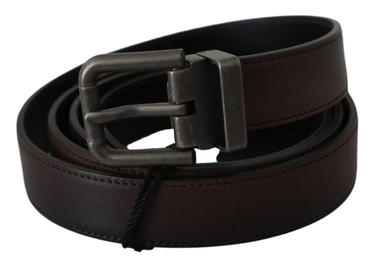 Dolce & Gabbana Effen Bruin Leren Grijze Gesp Riem - Image 2