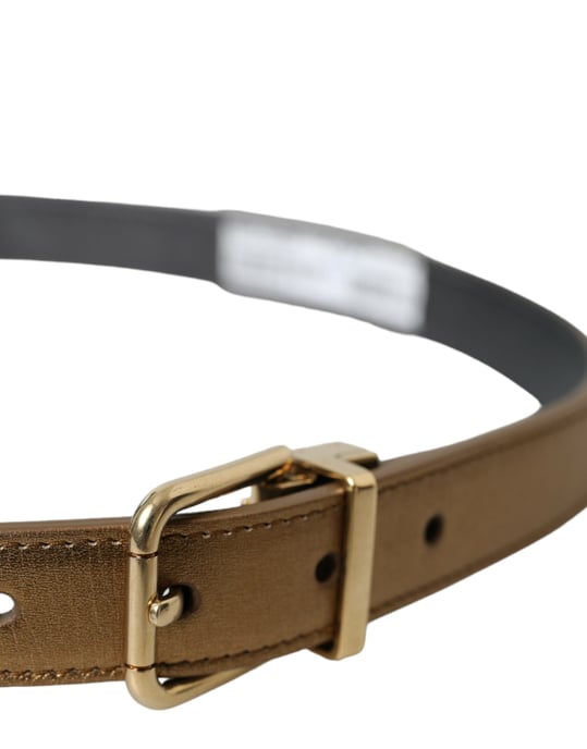 Dolce & Gabbana Metallic Gouden Kalfsleer Metalen Gesp Ceintuur - Image 3