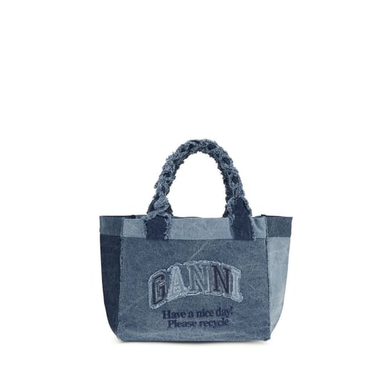 Ganni Blauwe Katoenen Schoudertas - Image 1
