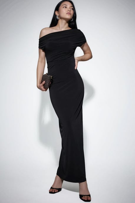 Asymmetrisk Krage Slim Fit Maxi Klänning - Image 1