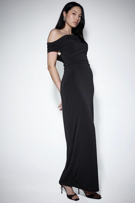 Asymmetrisk Krage Slim Fit Maxi Klänning - Image 2