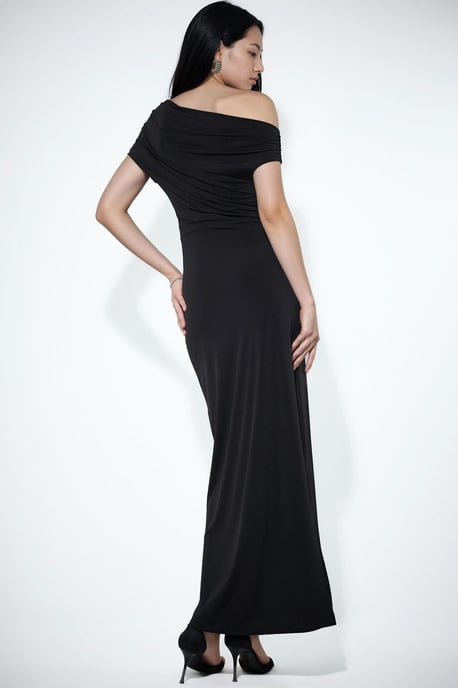 Asymmetrisk Krage Slim Fit Maxi Klänning - Image 3