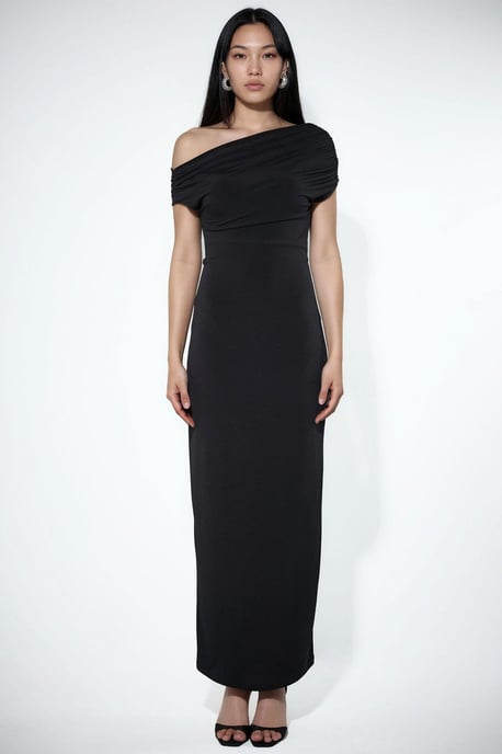 Asymmetrisk Krage Slim Fit Maxi Klänning - Image 6