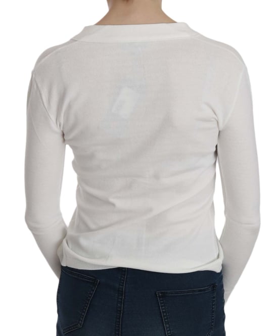 BYBLOS Witte V-hals Lange Mouwen Korte Cardigan Tops Trui - Image 2