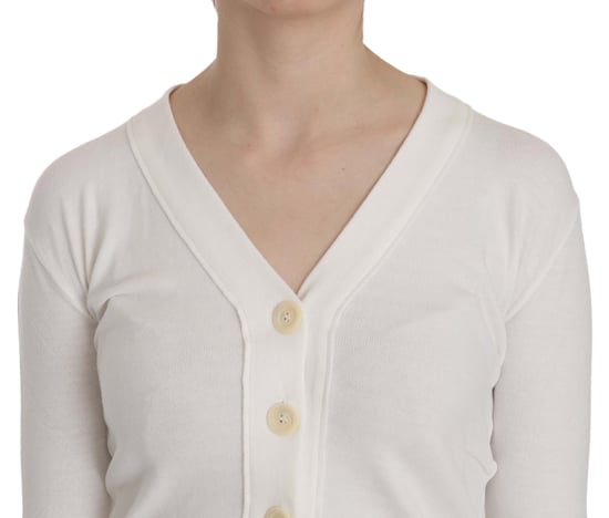 BYBLOS Witte V-hals Lange Mouwen Korte Cardigan Tops Trui - Image 3