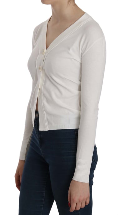 BYBLOS Witte V-hals Lange Mouwen Korte Cardigan Tops Trui - Image 5