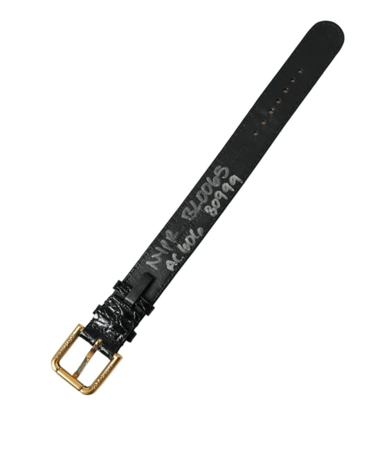 Dolce & Gabbana Zwart Gestructureerd Leer Gouden Metaalgesp Armband - Image 3