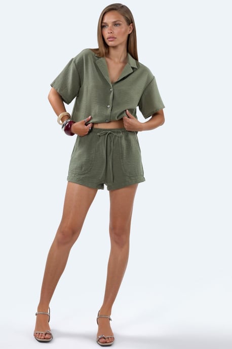 Hoge Taille Wijde Pijpen Shorts met Koordsluiting - Image 4