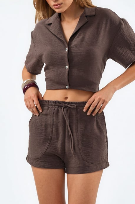 Hoge Taille Wide Leg Shorts met Koord Taille - Image 1