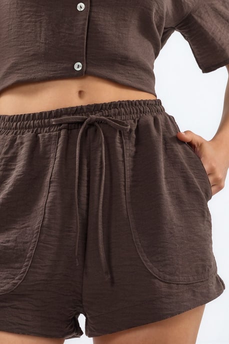 Hoge Taille Wide Leg Shorts met Koord Taille - Image 4