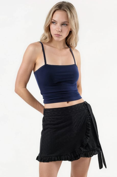 Hög midja broderad mini skorts - Image 4
