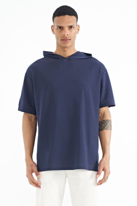 Oversized Hooded T-Shirt with Accessory Details - Image 1