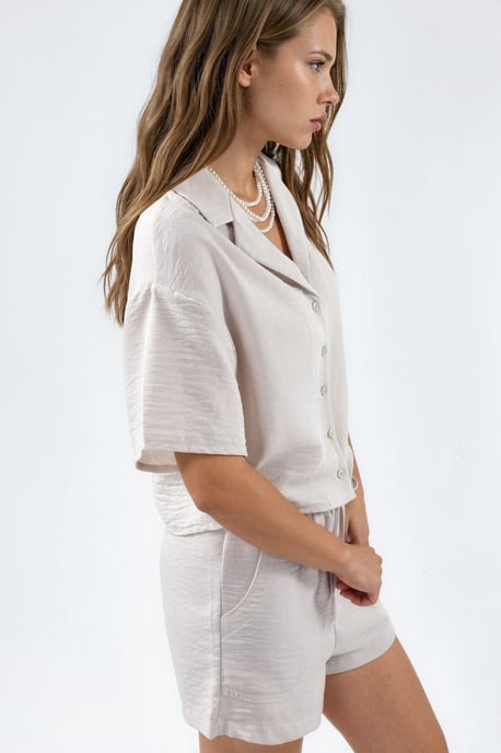 Gestructureerde Cropped Shirt met Knopsluiting - Image 2