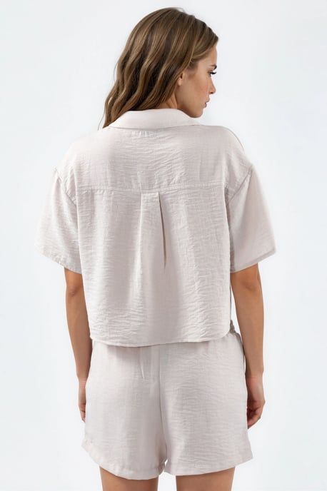 Gestructureerde Cropped Shirt met Knopsluiting - Image 3
