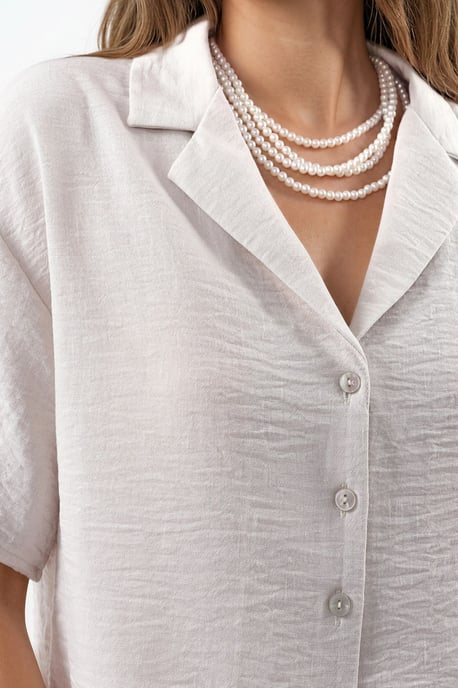 Gestructureerde Cropped Shirt met Knopsluiting - Image 4