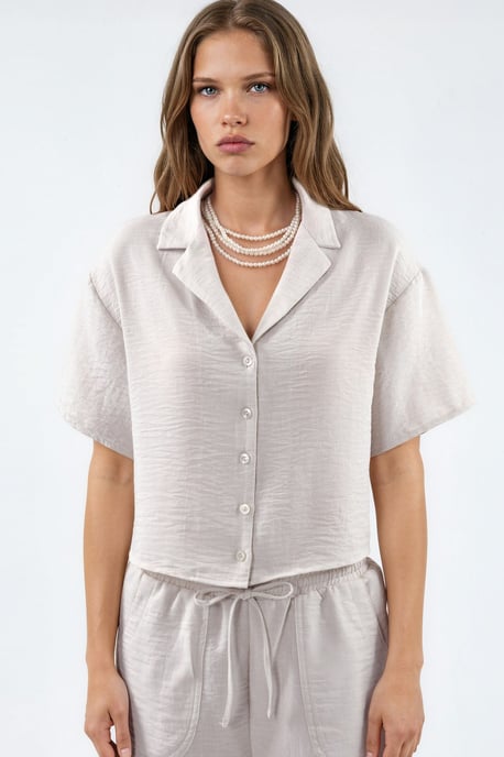 Gestructureerde Cropped Shirt met Knopsluiting - Image 5