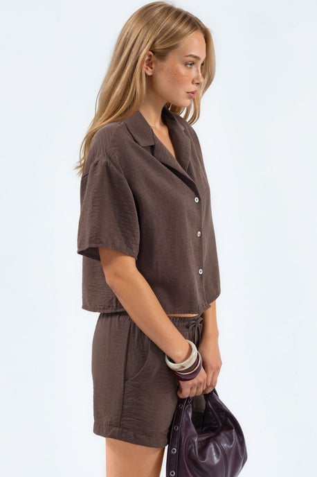 Gelaagde Korte Shirt met Knopen Sluiting - Image 2