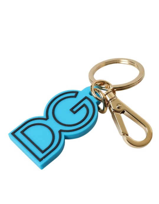 Dolce & Gabbana Blå Gummiguld Metall DG Logotyp Nyckelring Nyckelring - Image 3