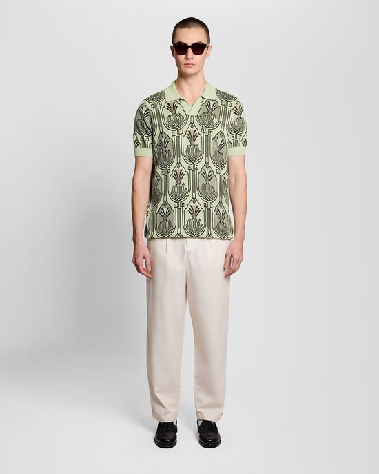Botanische Print Gebreide Poloshirt - Image 2