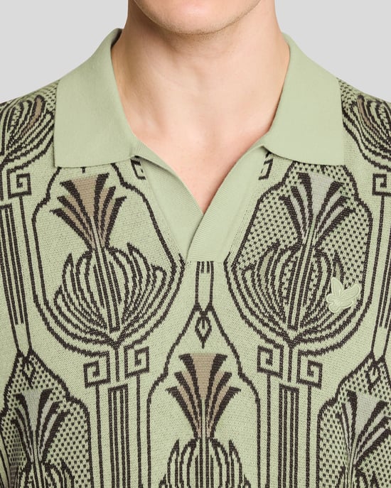 Botanische Print Gebreide Poloshirt - Image 3