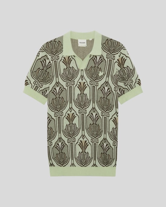 Botanische Print Gebreide Poloshirt - Image 5