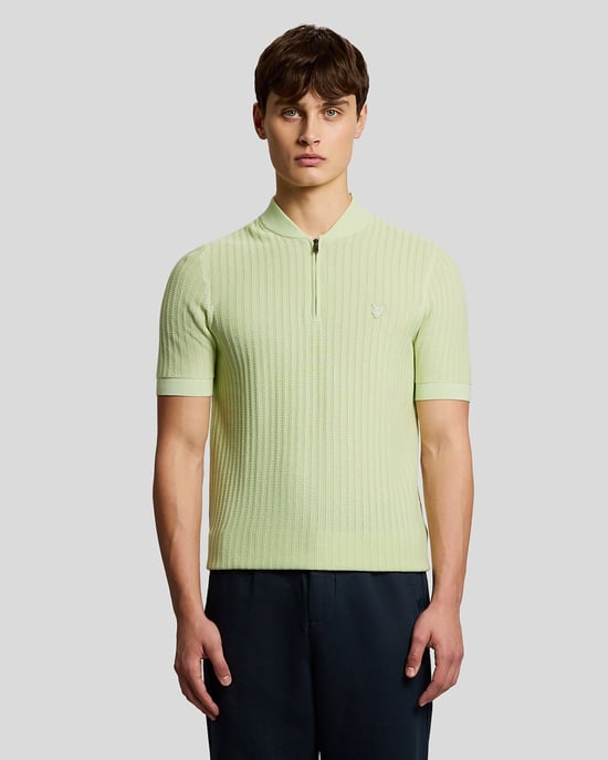 Superfijne Katoenen 1/4 Zip Gebreide Polo - Image 1