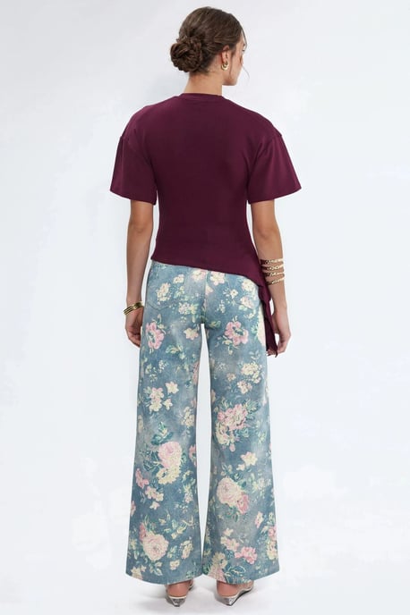 Oversized Crew Neck Drape Blouse - Image 2