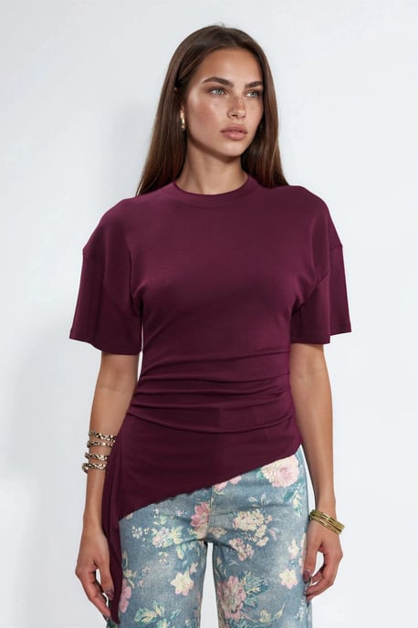 Oversized Crew Neck Drape Blouse - Image 5
