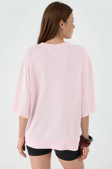 Överdimensionerad Ribbad Croppad Blus med Rundad Halsringning - Image 3
