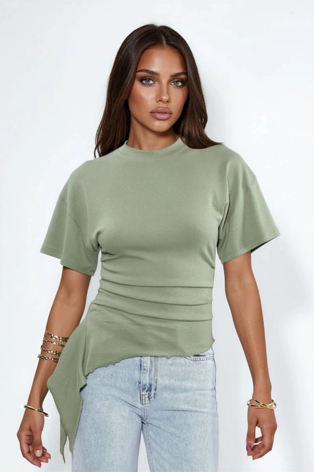 Overmaatse Crew Neck Drape Blouse - Image 5