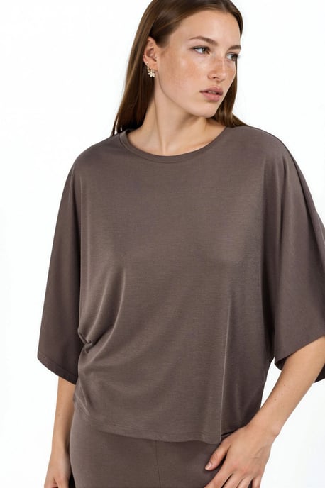 Lös passform Ribbad Crew Neck Blus - Image 1