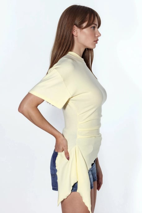 Oversized Crew Neck Draped Blouse - Image 2