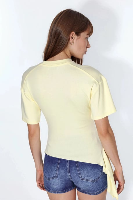 Oversized Crew Neck Draped Blouse - Image 3