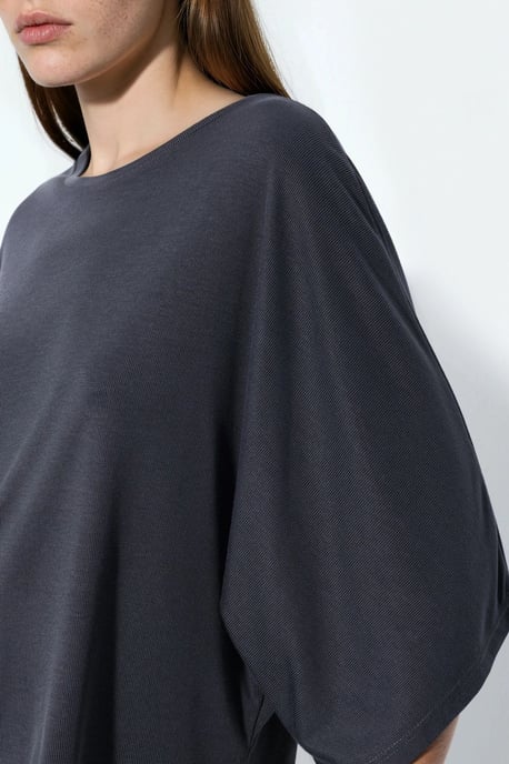 Lös passform Ribbad Crew Neck Blus - Image 5