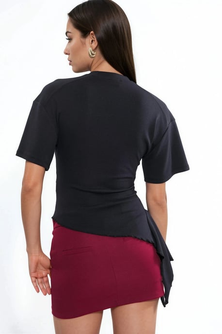 Oversized Crew Neck Drape Blouse - Image 2
