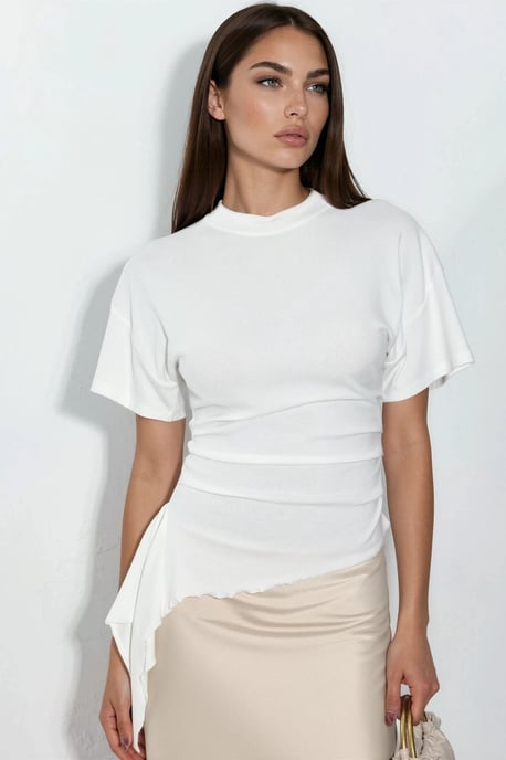 Oversized Crewneck Drape Blouse - Image 1
