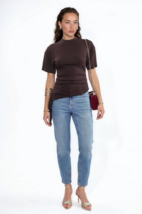 Overmaatse Crew Neck Drape Blouse - Image 5