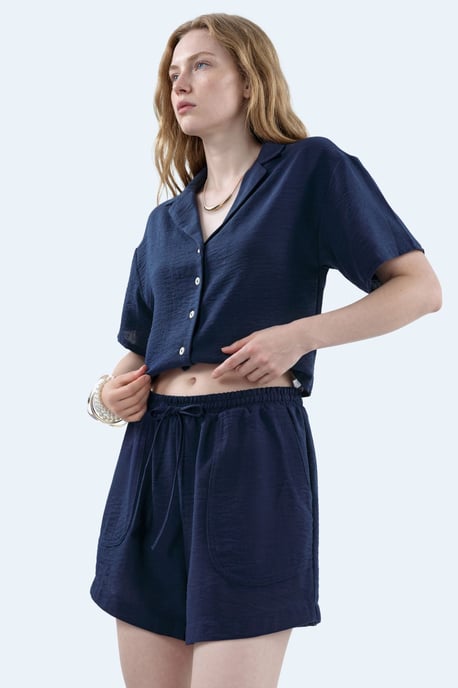 Hoge Taille Wijde Pantalon Shorts met Rijgkoord Taille - Image 3