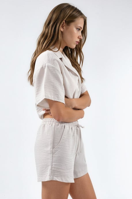 Hoge Taille Wijde Leg Shorts met Touwtje Taille - Image 2