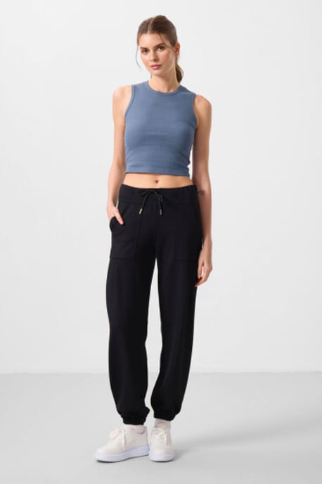 Mid Waist Crepe Relaxed Broek met Zak - Image 1