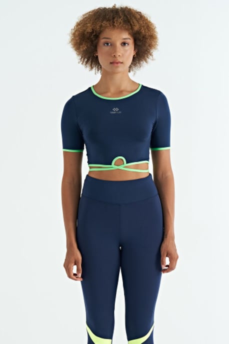 Elastic Crop T-Shirt with Crew Neck - Image 2
